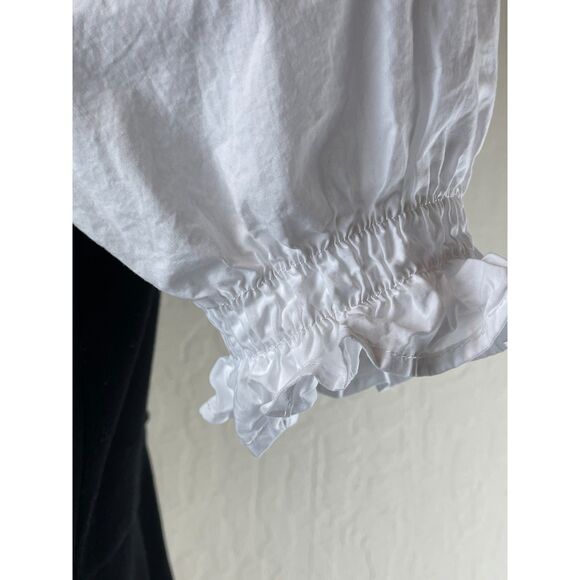 ~ Anthropologie L Sweater/Blouse Mixed Media Black White Balloon Poplin Knit Lg - Picture 11 of 15